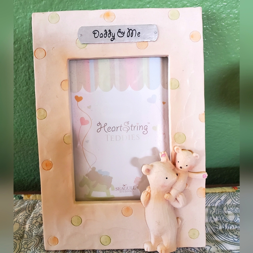 Teddy Bear Polka Dot Nursery Wall Photo Frame - Daddy & Me  - NWOT